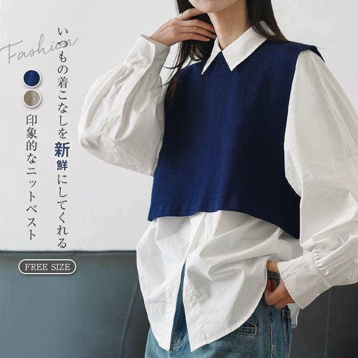 新作 ニット ベスト レディース 春 プルオーバー サマー ベスト レディース ショート丈 ニットベスト ファッション おしゃれ 個性的 デザイン トップス 体型カバ zz010260117d4