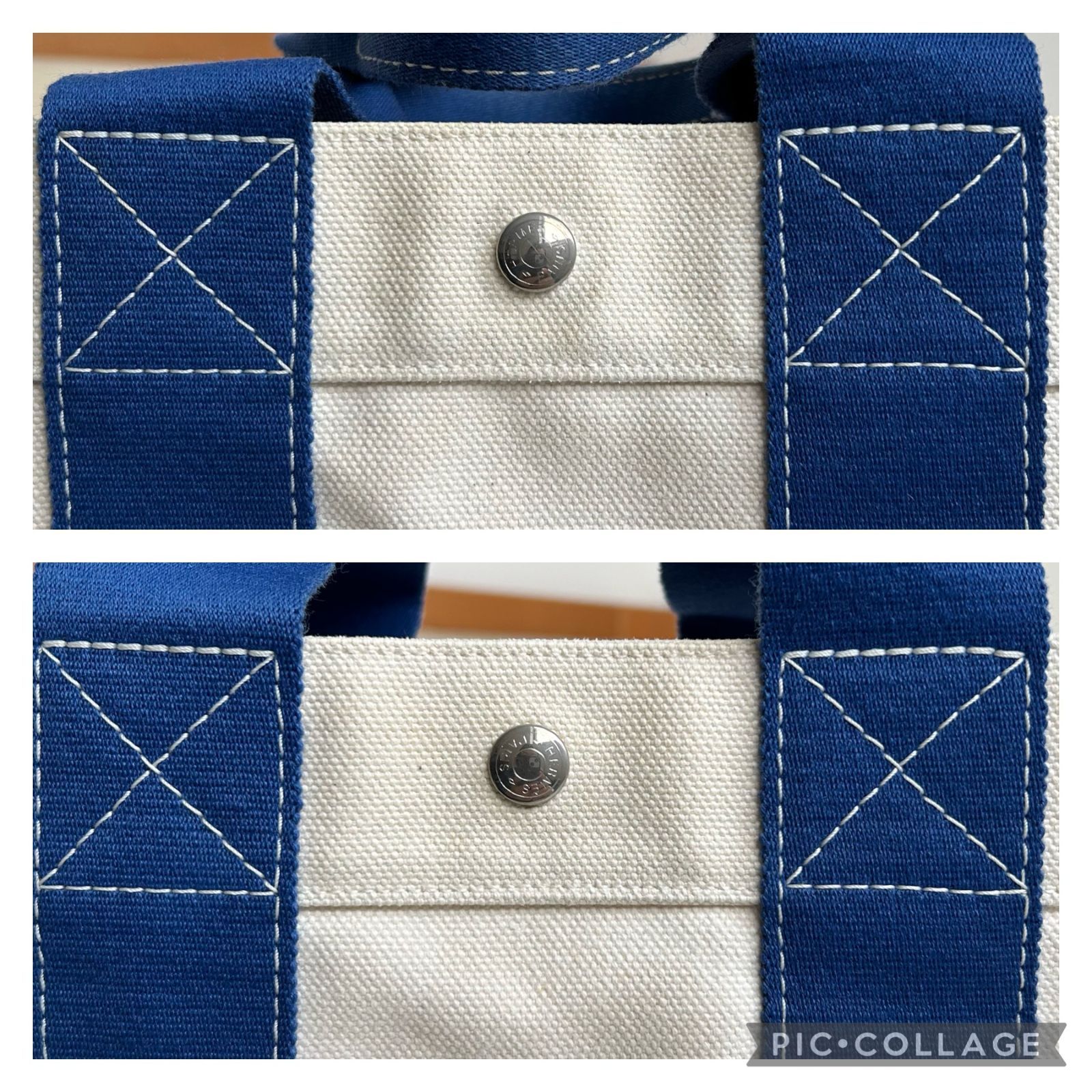 状態良好✦HERMES ボラボラ PM オフホワイト×ブルー ✦収納力抜群の 
