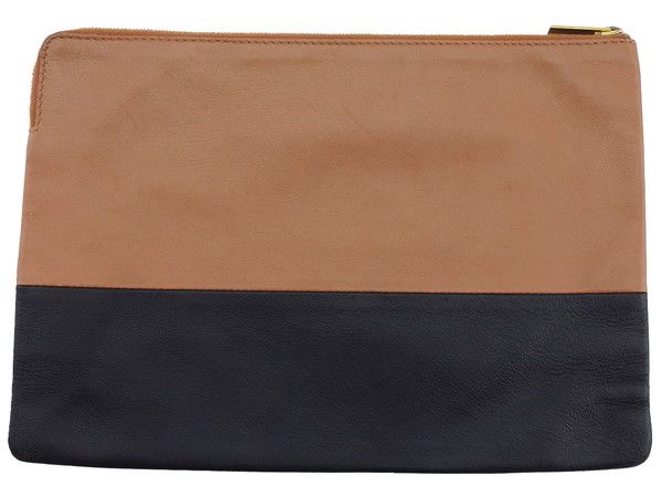 セリーヌ CELINE クラッチバッグ バイカラー ロゴ入り ブラウン