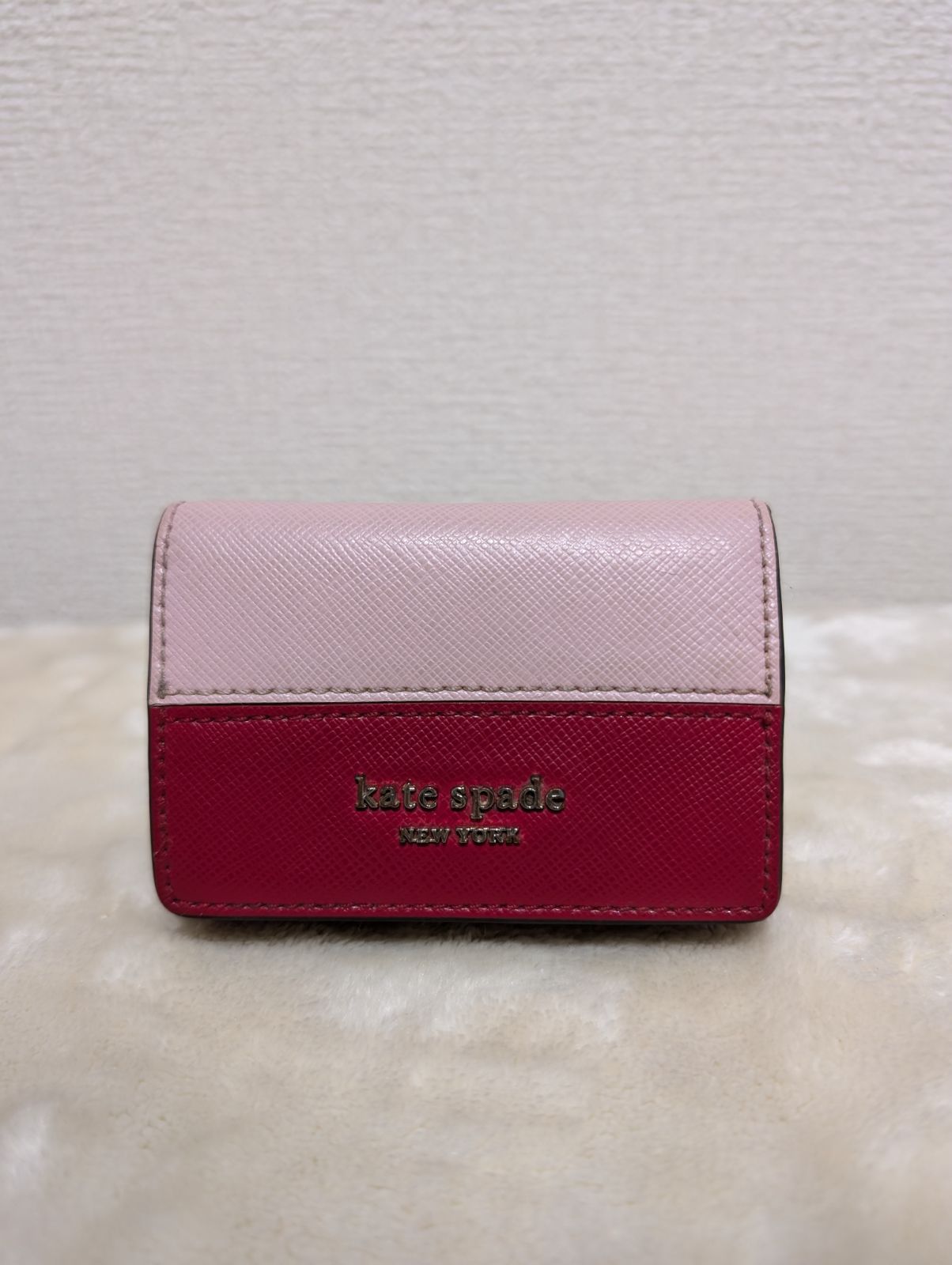 匿名配送 ケイトスペード Kate spade NEWYORK 三つ折り財布 ピンク 赤 レッド ジャンク