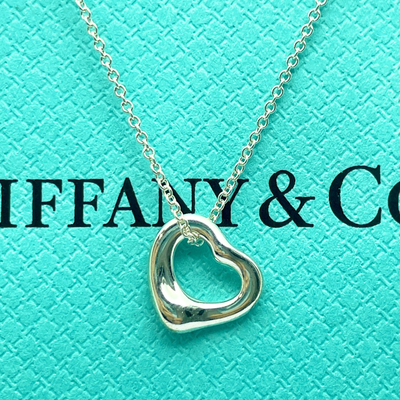 美品 11mm ティファニー オープンハート XS シルバー ネックレス Tiffany&Co./24-898S