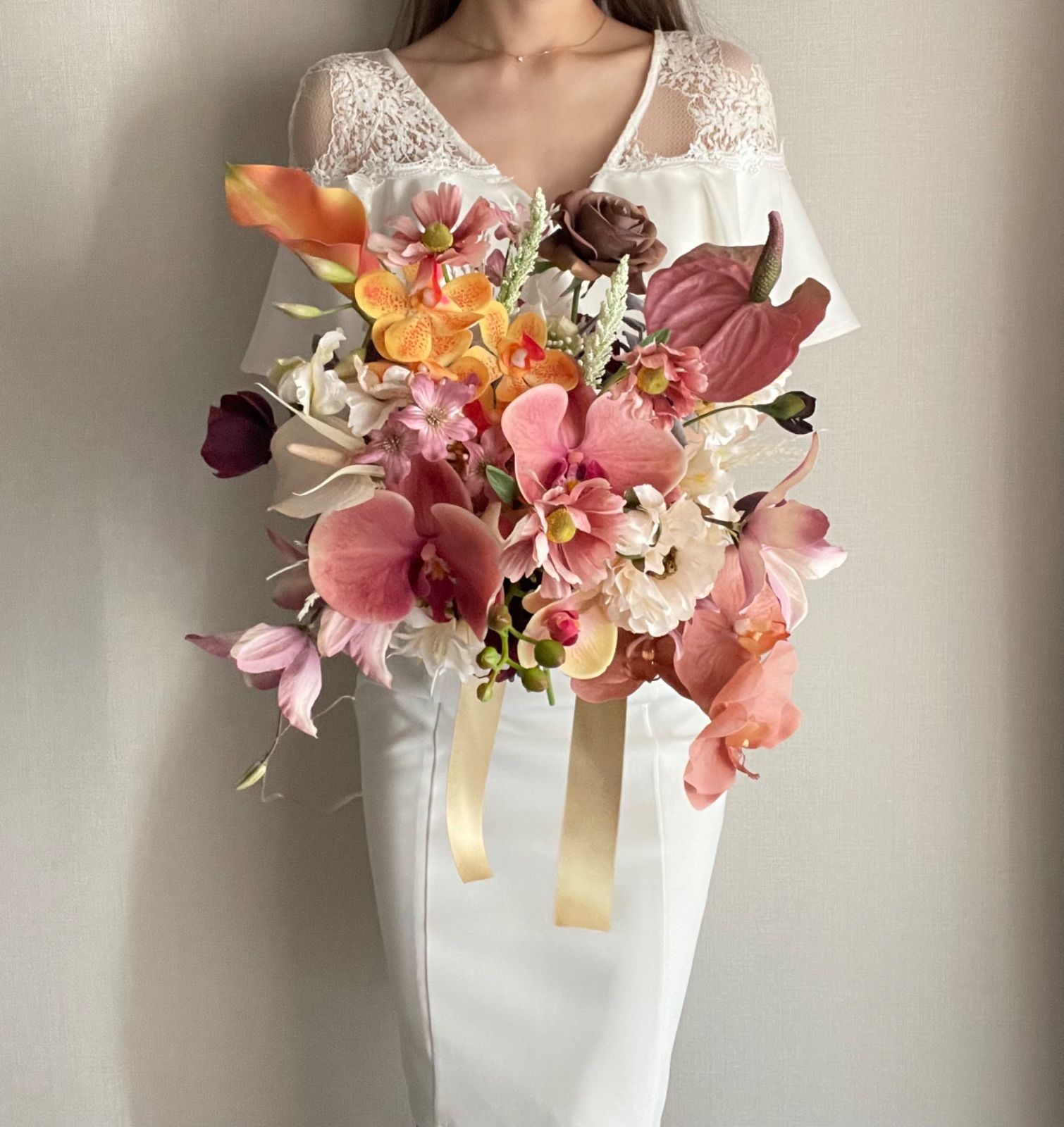 お供え花、和風モダン初盆、回忌法要仏花アレンジメント 特大 大きめ