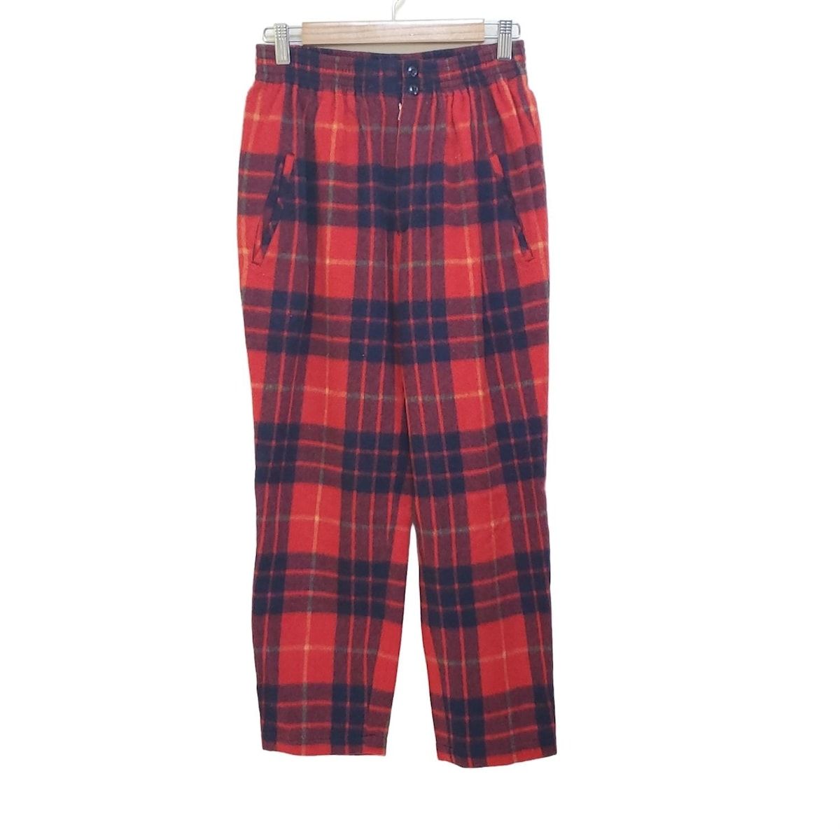 COMMEdesGARCONS コムデギャルソン パンツ レディース - レッド×ネイビー×マルチ フルレングス|チェック柄|ウエストゴム