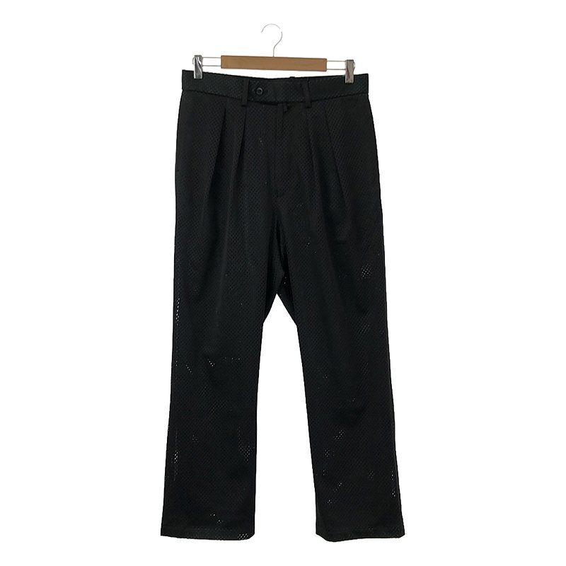 【新品】  NEAT / ニート | 2024SS | Poly Mesh Standard ポリエステルメッシュ スタンダード 2タック スラックス | 46 | ブラック / グリーン | メンズ