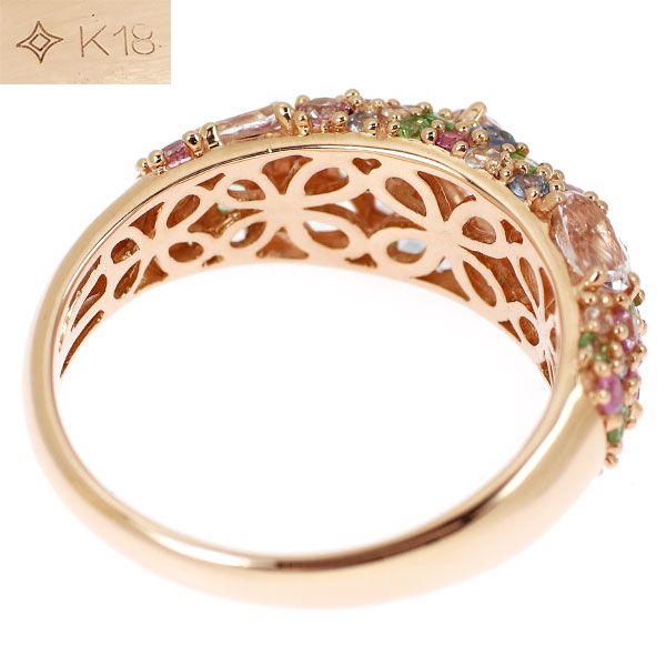 GSTV K18PG モルガナイト サファイア ガーネット ムーンストーン