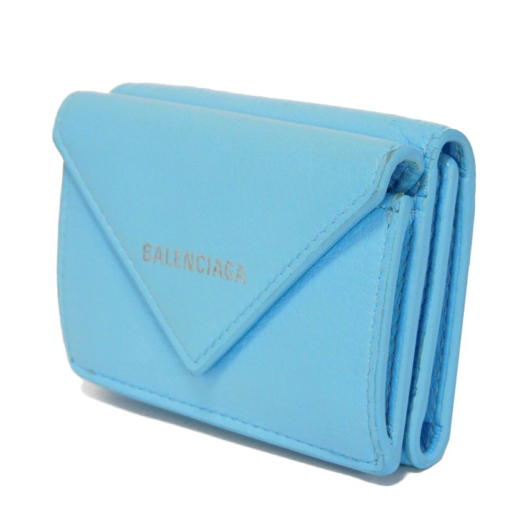 BALENCIAGA バレンシアガ ペーパー ミニ ウォレット ライトブルー 