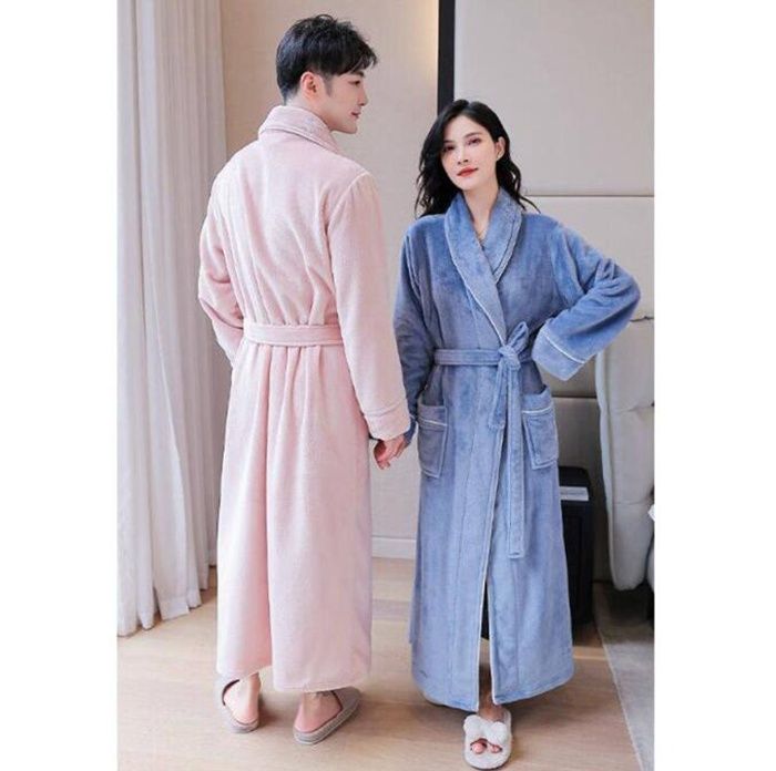 バスローブ ルームウェア ペアガウン カップル 男女兼用 メンズ レディース マキシ丈 ロング丈 厚手 暖かい ガウン 家族 男女 お揃い あったか 春秋冬 長袖 サウナ 風呂上がり もこもこ ホテル カーディガン ユニセックス xzxiaoyun150 DECORATOM_COM_BR