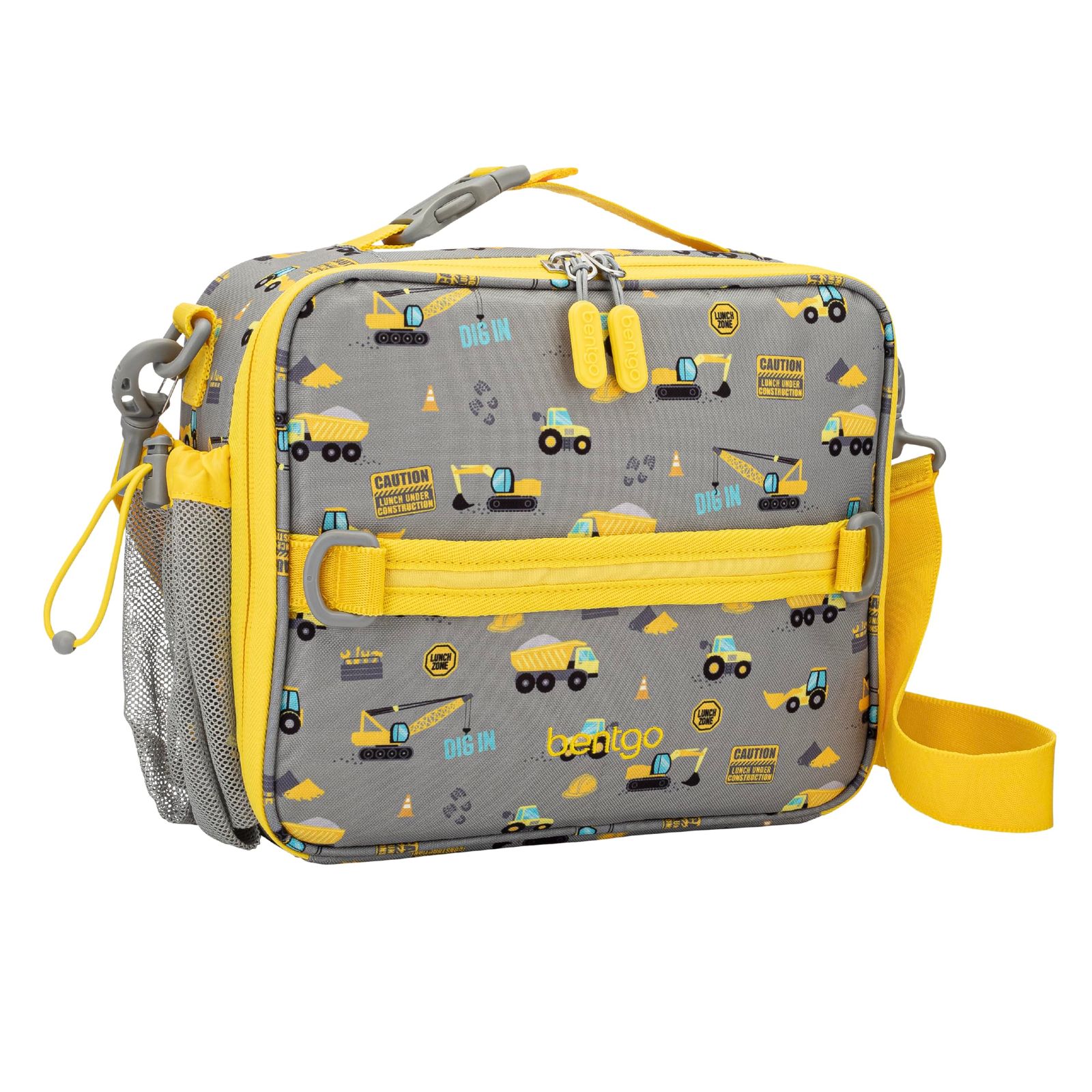 Bentgo Kids Lunch Bag - Durable Double Insulated Water-Resistant Fabric Interior - Exterior Zippered Pockets Water B 建設トラック