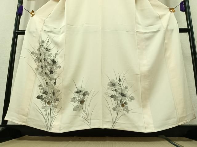 平和屋着物○訪問着 友禅 枝花文 たたき染め 三越扱い 正絹 逸品