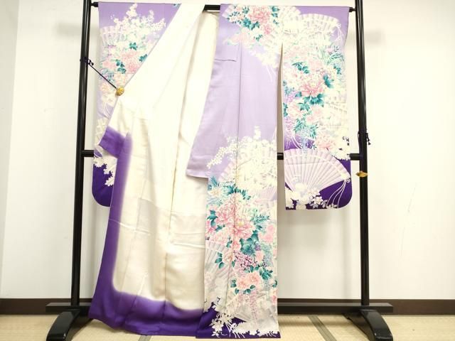 平和屋着物□豪華振袖 駒刺繍 檜扇花文 金彩 正絹 逸品