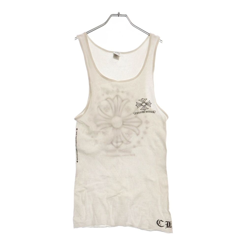 CHROME HEARTS クロムハーツ CHプラスクロスプリント タンクトップ ノースリーブ ホワイト