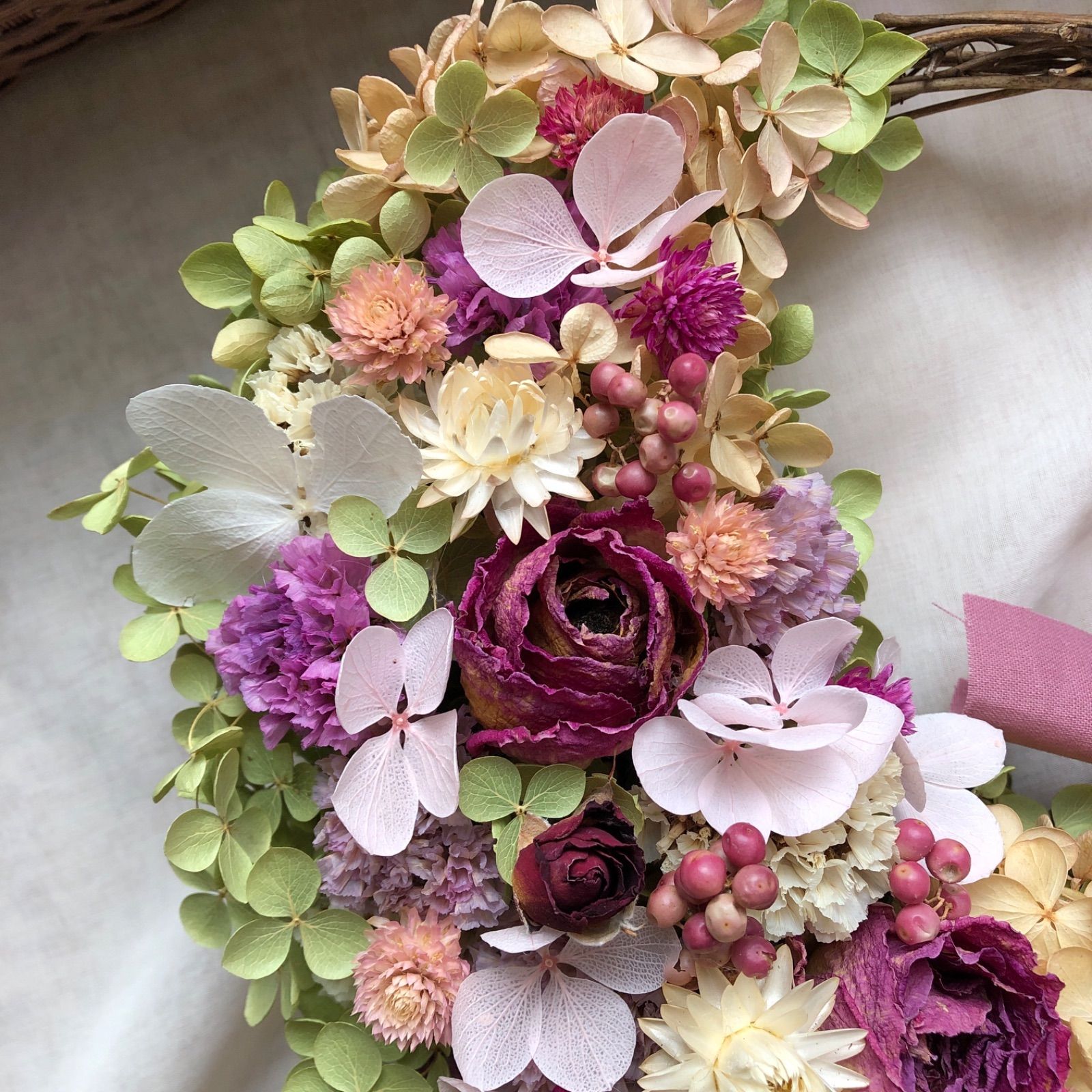 【小さな魔女の棲む森 ～木の実と詩～】ドライフラワー リース 小さな魔女の棲む森 ～木の実と詩～】ドライフラワー リース