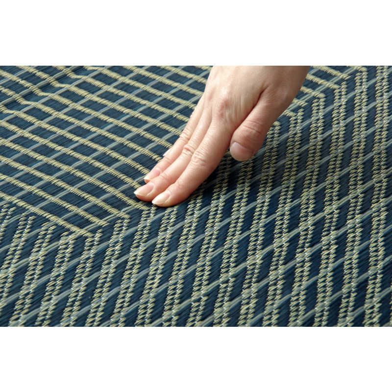 イケヒコ い草ラグカーペット 格子柄シンプルモダン Fライト ブルー
