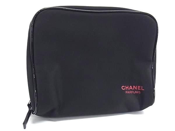 本物証明写真有り　CHANEL ナイロン　化粧ポーチ　ブラック □極美品□ CHANEL ロゴ シャネル ナイロン メイクポーチ 化粧