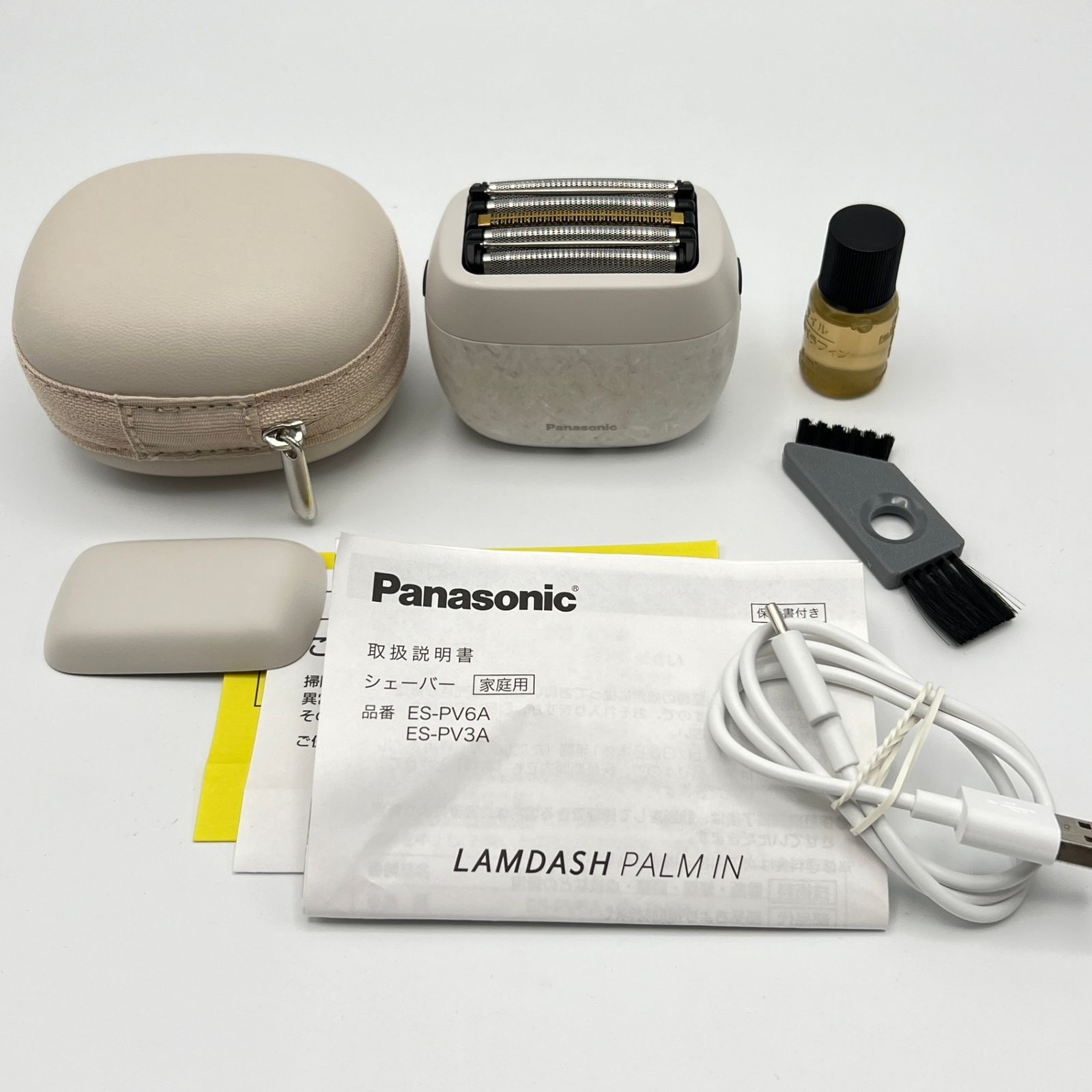 【美品】パナソニック ラムダッシュ パームイン ES-PV6A-W マーブルホワイト メンズシェーバー 5枚刃 Panasonic 本体