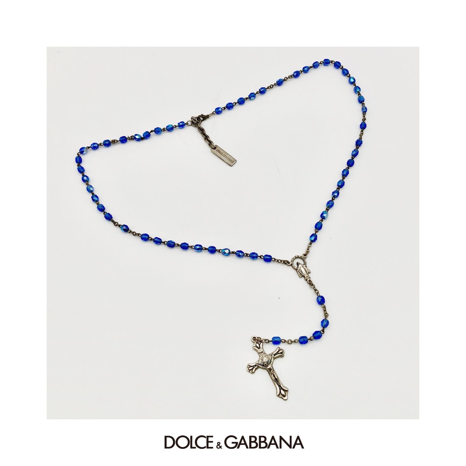 DOLCE-GABBANA ドルチェアンドガッバーナ ネックレス ロザリオ シルバー 十字架 クロス イタリア製