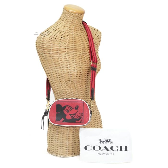 【Aランク】 コーチ COACH カメラバッグ クロスボディ ぺブルレザー ディズニーコラボ / ミッキー C1141 ショルダーバッグ クロスボディ 斜め掛け 肩掛け ポシェット レディース メンズ レッド / ブラック / ホワイト 正規品 美品 中古 mbi29006 コーチ COACH カメラバッグ クロスボディ ぺブルレザー ディズニー