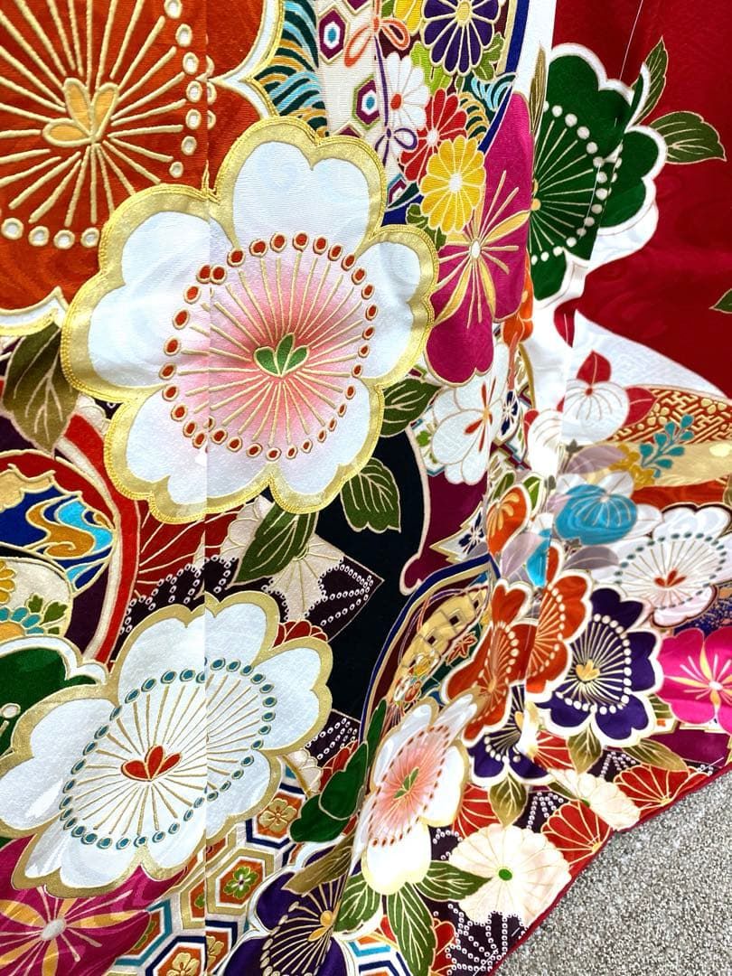 振袖 仮絵羽 舞台衣装 金彩 紋意匠 正絹 未仕立て品 八掛付き - メルカリ