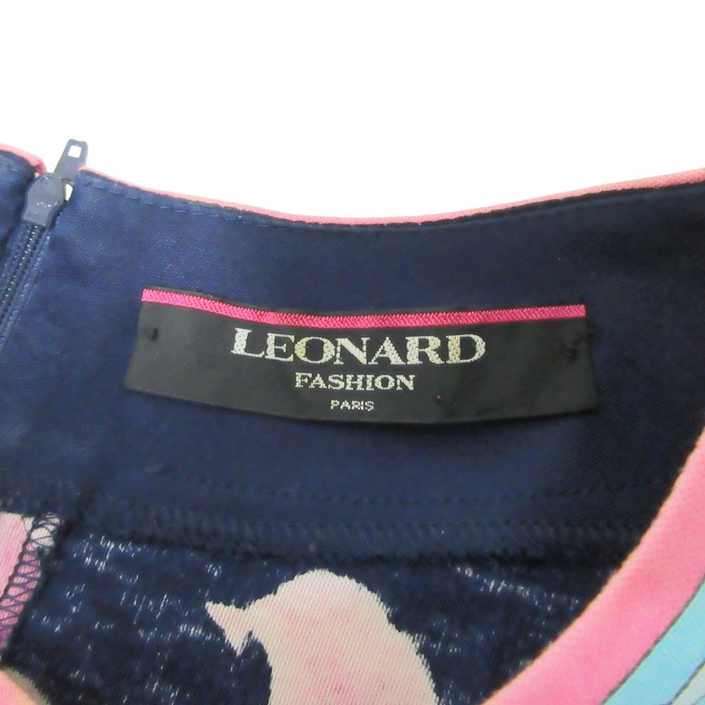 良品 LEONARD レオナール フラワープリント 半袖 ベルテッド
