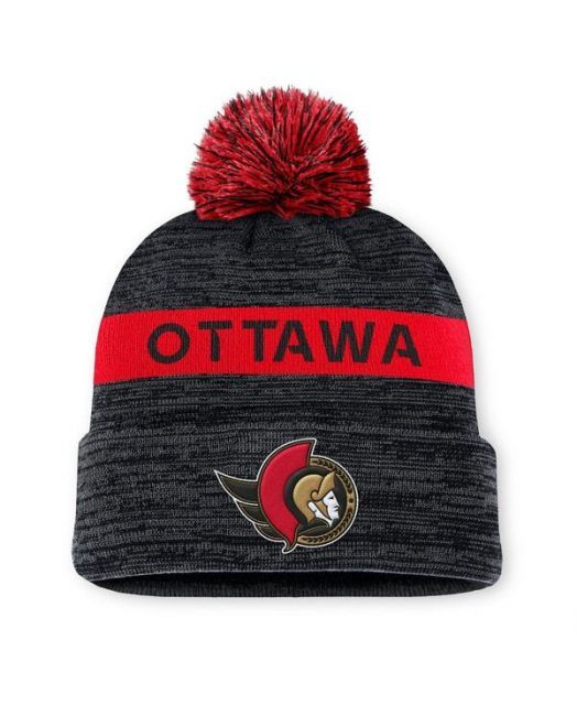 送料無料 ファナティクス メンズ 帽子 アクセサリー Men s Black|Red Ottawa Senators Authentic Pro Rink Pom with Cuffed Knit Hat Black Red