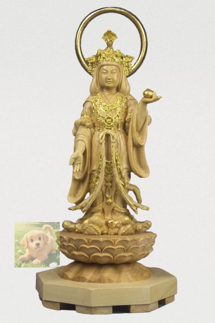 仏像 吉祥 天然木彫 立像 仏像 木彫り 木製富の幸せの守神総 高17cm