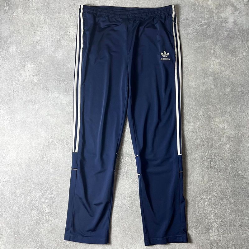 adidas アディダス トラックパンツ ジャージ トレフォイルロゴ ブルー L adidasアディダス トレフォイル ロゴ刺繍 トラックパンツ 青×白 L