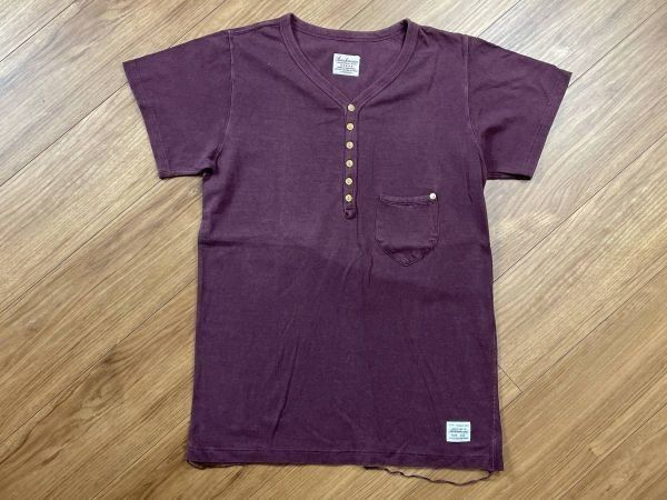 未使用品 Anachronorm アナクロノーム ヘンリーネック tシャツ カットソー バーガンディ サイズ00