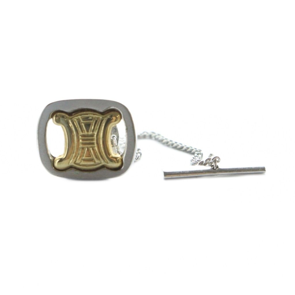 セリーヌ CELINE タイタック タイピン アクセサリー マカダム ロゴ ゴールド色 シルバー色 GY11 |MQ OH