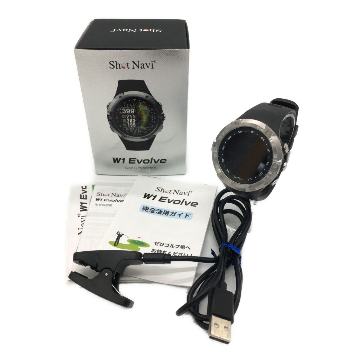  ショットナビ ShotNavi ゴルフナビ ブラック W1 Evolve 距離計 腕時計タイプ カラー液晶 軽量