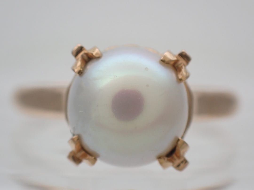 K18 イエローゴールド パールリング 8.1mm珠 10号 3.36g 中古B 【送料  