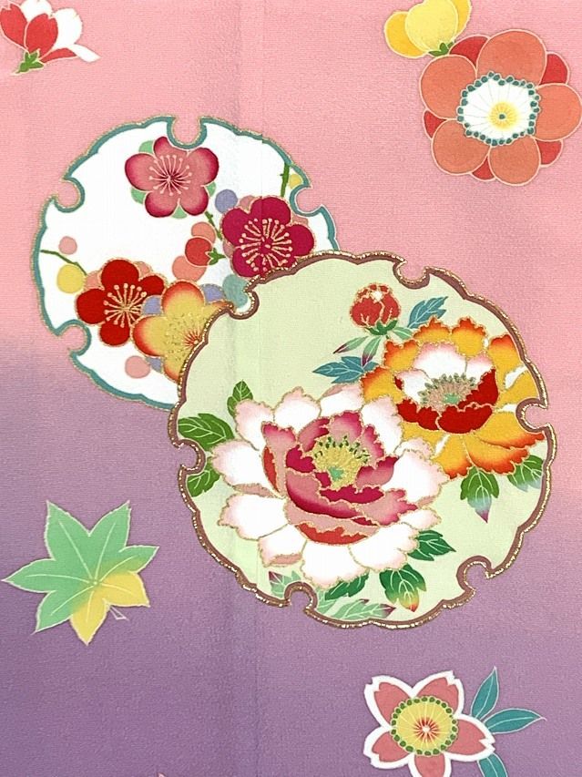 色留袖/1つ紋/5点セット】寿光織淡いグリーン系風景画桜