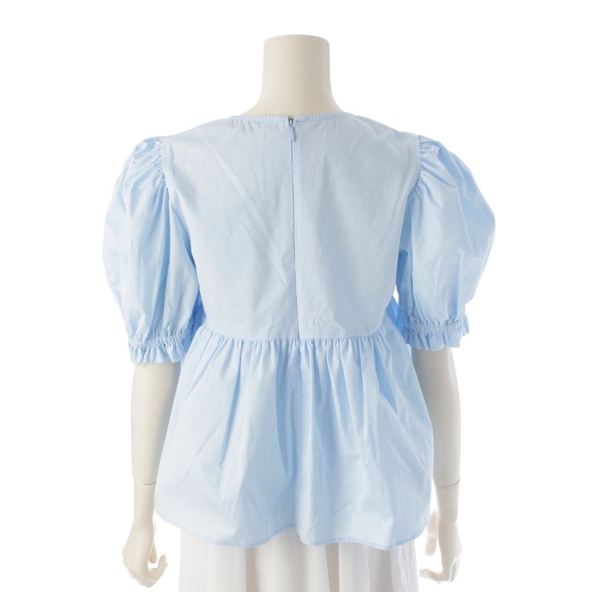  ニナリッチ コットン Vネック オープンネック パフスリーブ チュニック トップス 4 S-T 0026-C 0539 サックスブルー ライトブルー 34 チュニック トップス