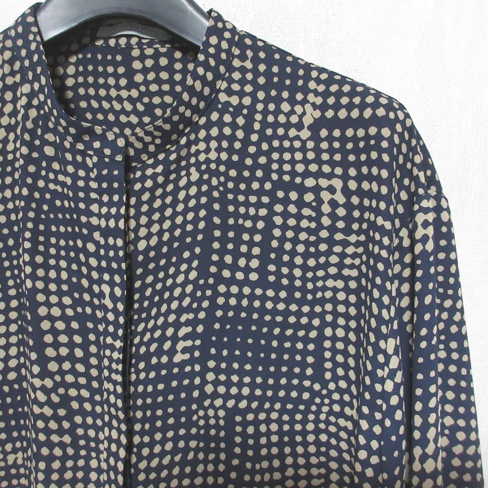 美品 theory luxe セオリーリュクス bubble yana ブラウス 03-1108230 サイズ38 ネイビー ベージュ レディース 古着 中古 美品 theory luxe セオリーリュクス bubble yana ブラウス 03