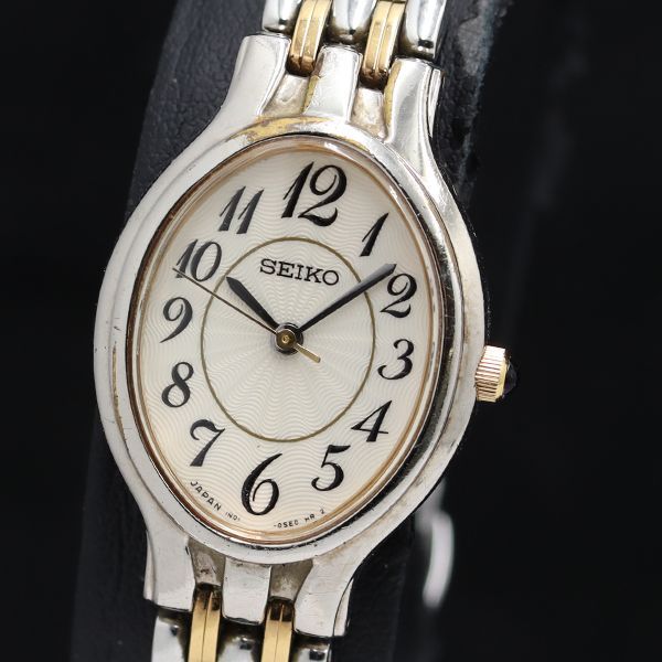 稼働 セイコー 1N01-0JK0 QZ アイボリー文字盤 レディース腕時計