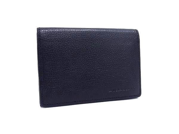 Burberry名刺入れ ブラックレザー 内部チェック柄 BURBERRY バーバリー カードケース/名刺入れ/MS FLINT BRT メンズ