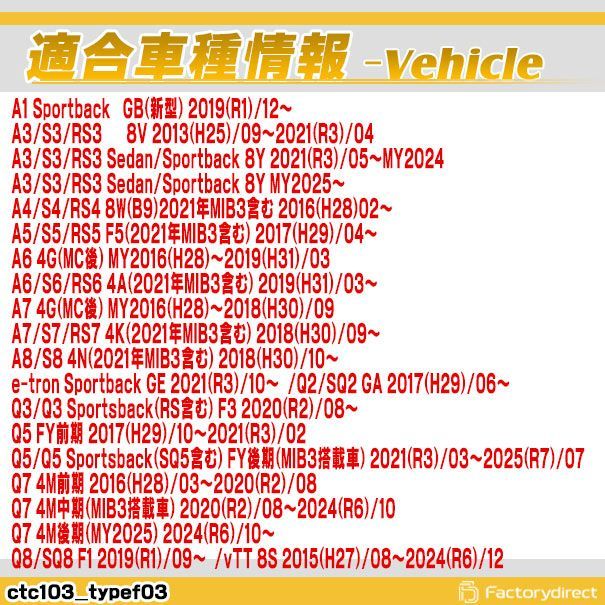 CTC-103 TypeF03 TVキャンセラー アウディ A1 A3 A4 A5 Q2 Q3 Q5 A7 TT e-tron TVフリー TVジャンパー キャンセラー テレビ テレビキャンセラー ナビ