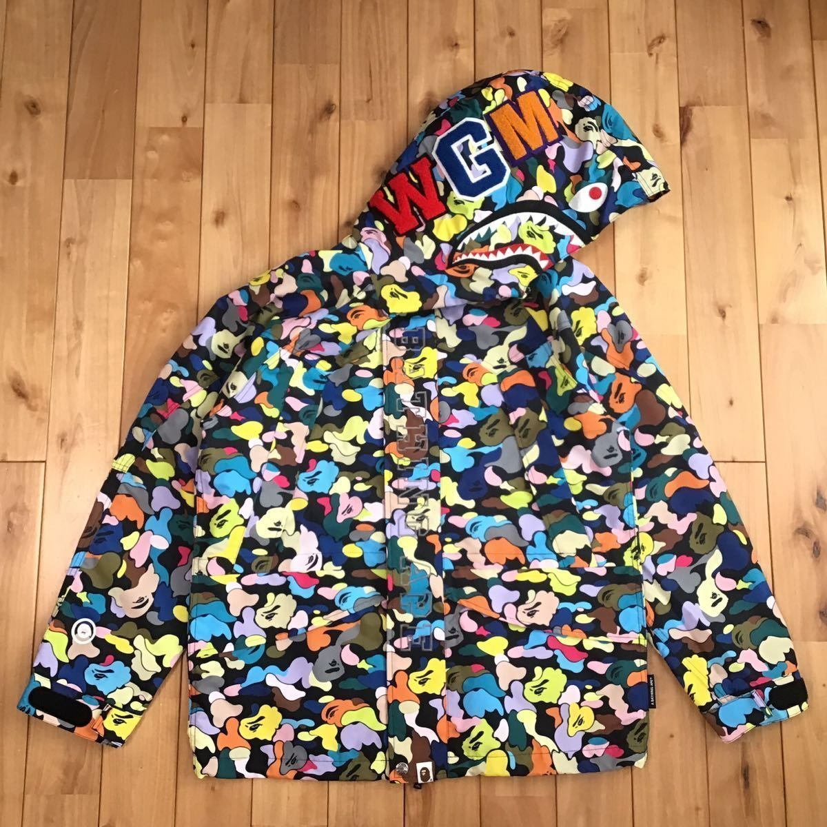 ★新品★ マルチカモ シャーク スノボ ジャケット Mサイズ a bathing ape shark hoodie snow board jacket  BAPE multi camo ベイプ