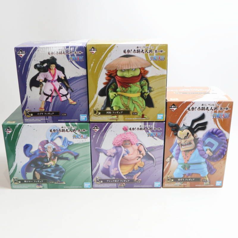 BANDAI - 一番くじ ワンピース 見参！赤鞘九人男 雷ぞう/河松/アシュラ童子/傳ジロー/イゾウ 5点まとめ S07-s024 一番くじ ワンピース 見参！赤鞘九人男 雷ぞう/河松/アシュラ