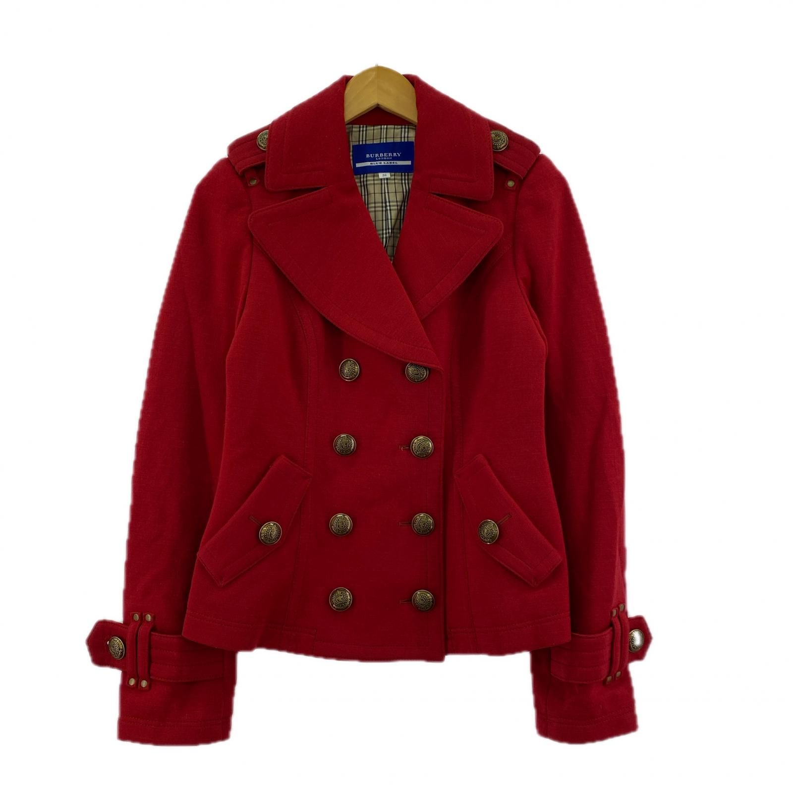 BURBERRY BLUE LABEL バーバリーブルーレーベルピーコート size38/レッド