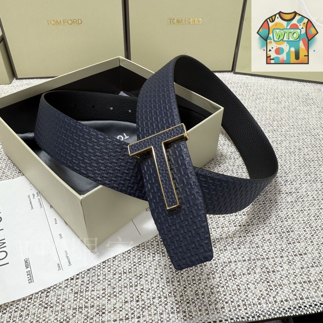 TOM FORD レザーベルト TOM FORD トム・フォード ロゴバックル レザーベルト | ブラック