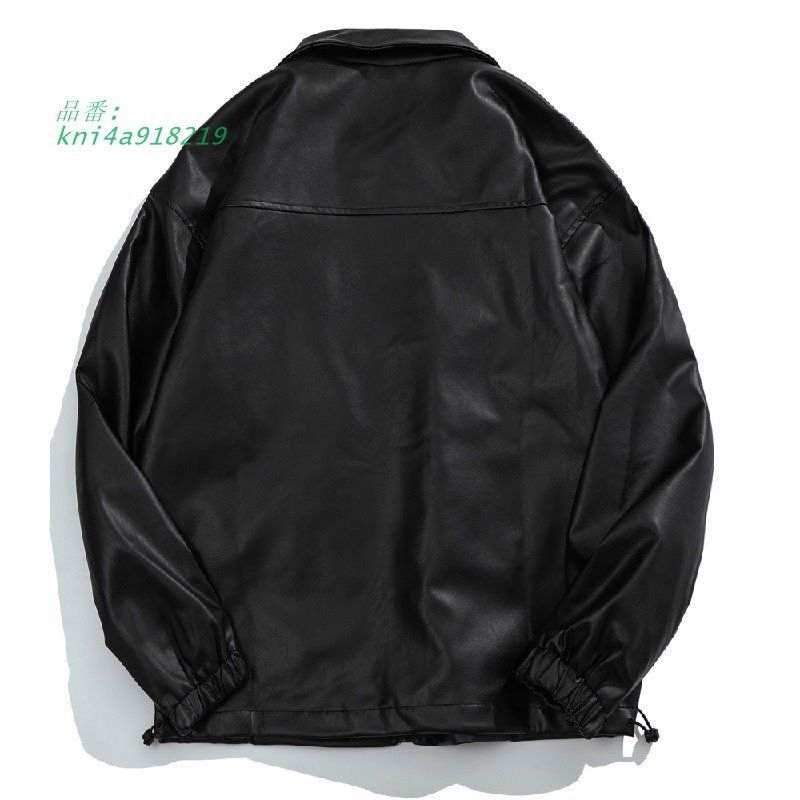 メンズ 革ジャン バイク 大きいサイズ レザージャケット PUレザー 多ポケット 襟付き ライダース ビター系 アメカジ ジップアップ ストリート ゆったり kni4a918219