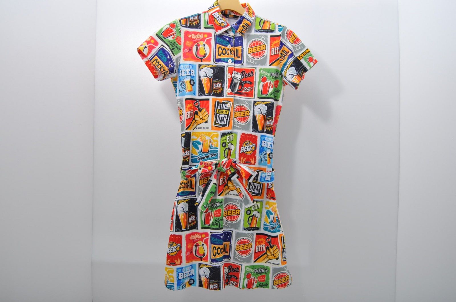 中古 レディース ラウドマウス LOUDMOUTH ワンピース S 白×カラフル 半袖 総柄