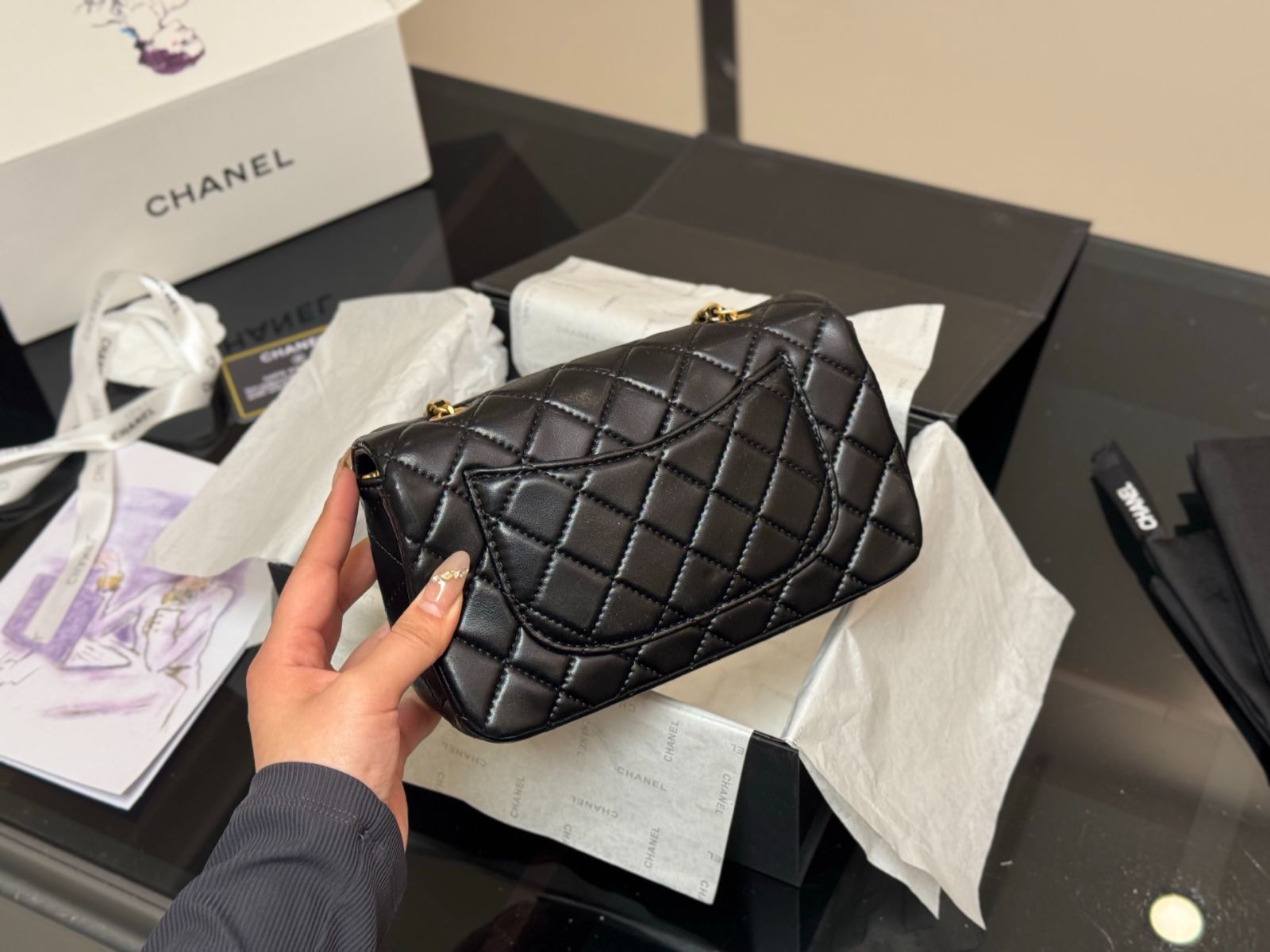 【Chanel】23K★ミラー内蔵ベニティバッグ◆直角ゴールドボール Chanel】23K☆ミラー内蔵ベニティバッグ◇直角ゴールドボール