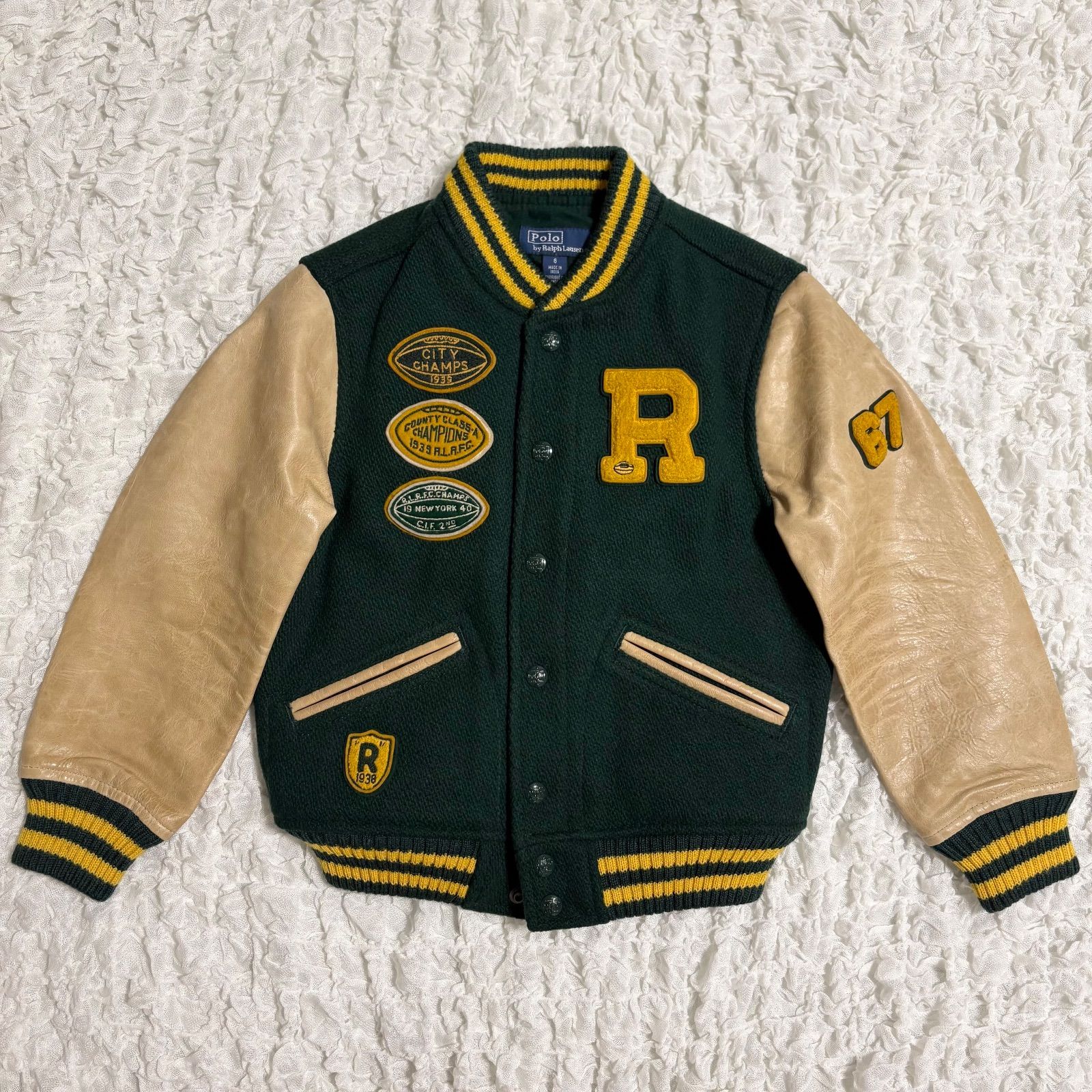 POLO RALPH LAUREN CHILDRENSWEAR レザースリーブ ウールブレンド ジャケット