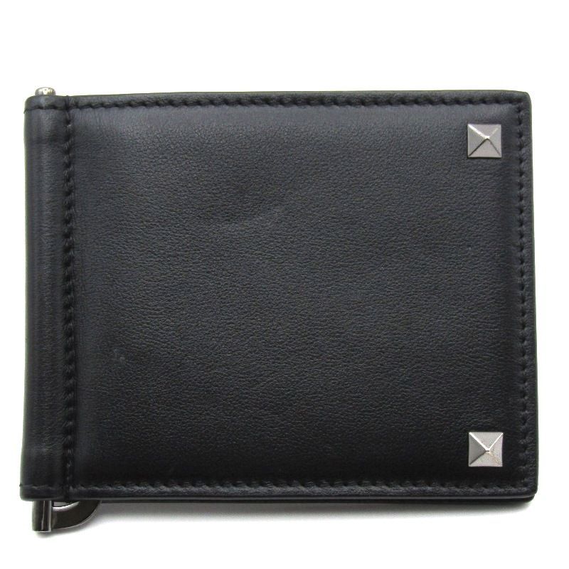 ヴァレンティノガラヴァーニ マネークリップ ロックスタッズ スパイク 二つ折り 札入れ ブラック 黒