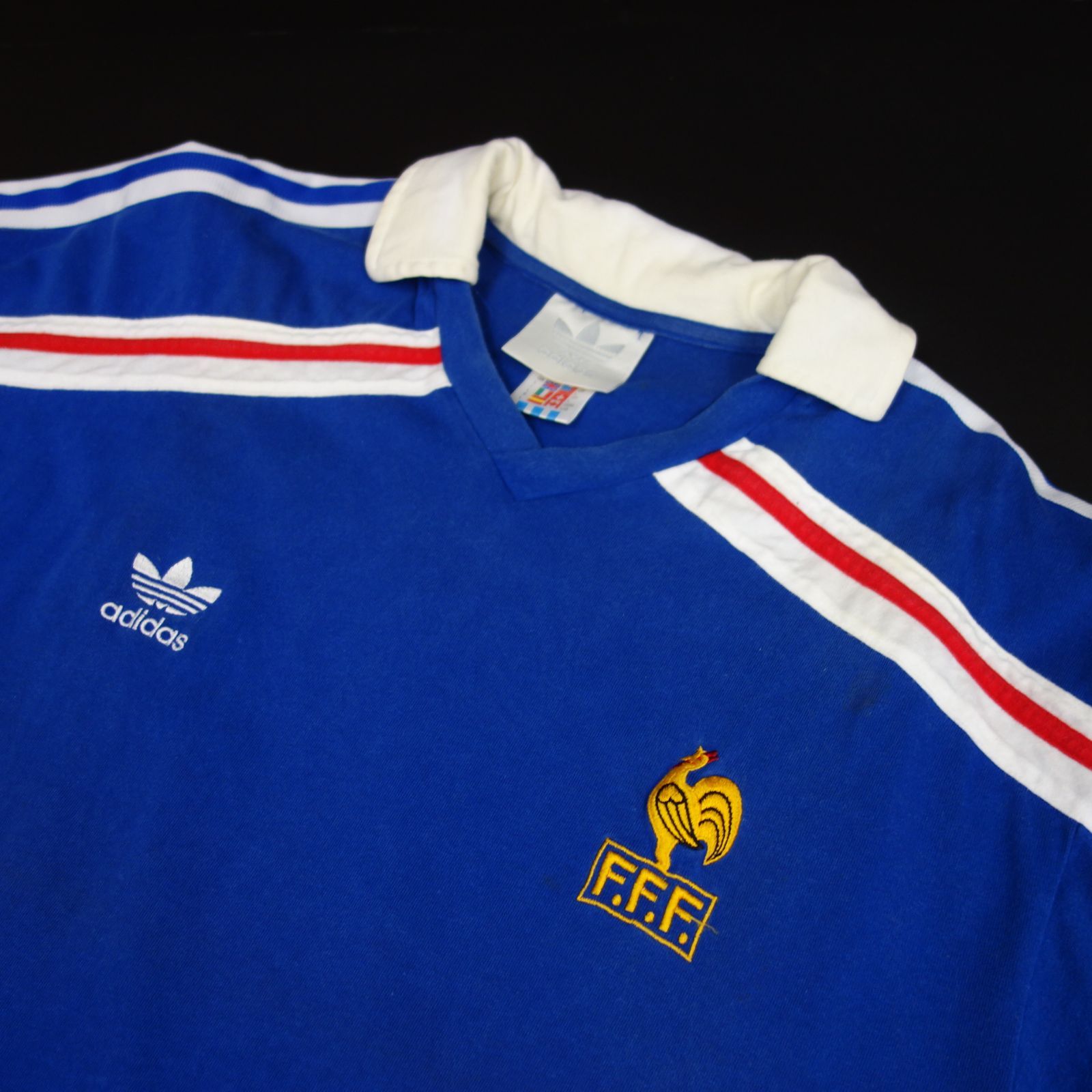 86年復刻 人気アイテム☆adidas アディダス 半袖サッカーTシャツ フランス代表 銀タグ 万国旗タグ SIZE L ブルー - メルカリ