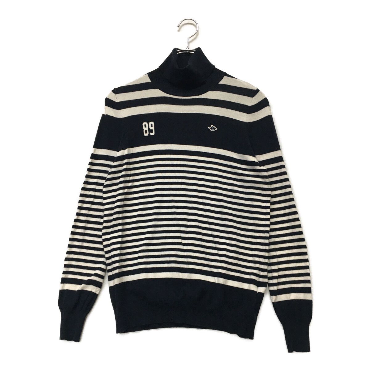 中古 レディース パーリーゲイツ PEARLY GATES セーター 1(M) 紺×白 ネイビー×ホワイト ボーダー タートルネック