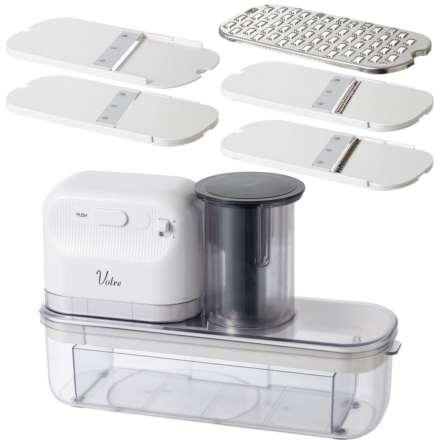 数量 山善 電動 スライサー おろし器 千切りスライサー 大根おろし器 1台5役 Votre 厚さ調整 速度調整2段階 千切り 野菜 キャベツ 人参 大根 つま YSLA-Q45 W