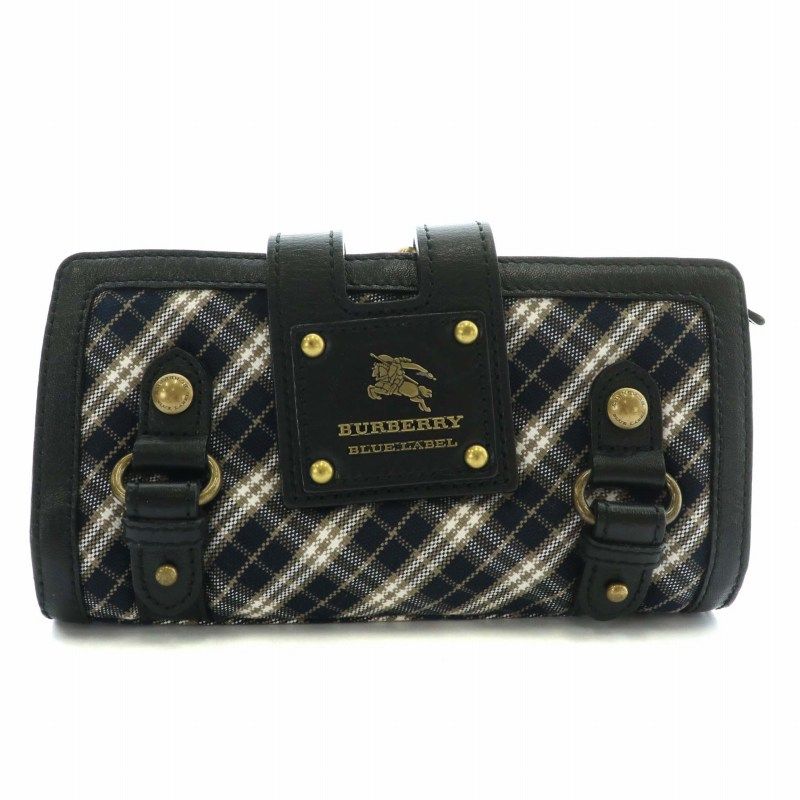 バーバリーブルーレーベル がま口黒ハンドバッグ