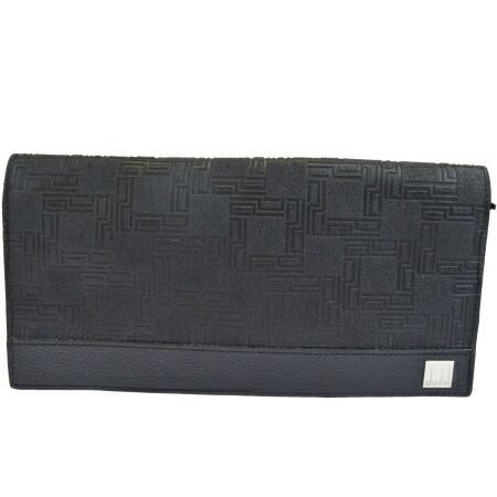 【中古】 美品 ダンヒル dunhill ディーエイト D8 二つ折り 長財布 ブラック PVC レザー メンズ 07EK385